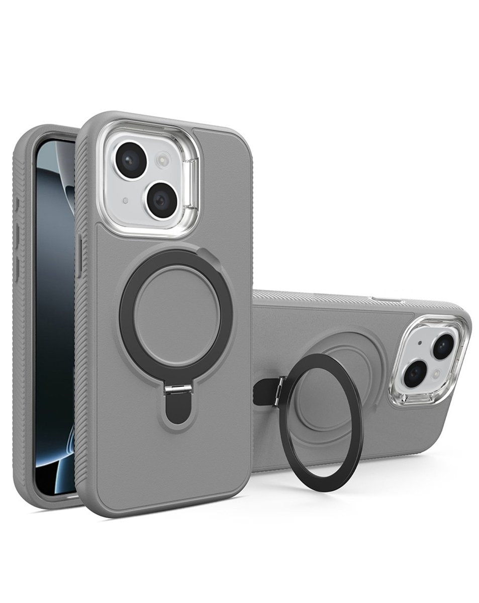 Support Heavy Duty Case with Wireless Charging Kickstand - Gray for iPhone 15 Phone Case - Pro iPhone Repair