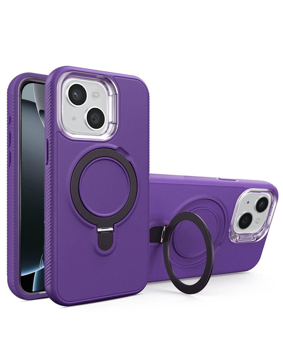 Support Heavy Duty Case with Wireless Charging Kickstand - Purple for iPhone 15 Phone Case - Pro iPhone Repair