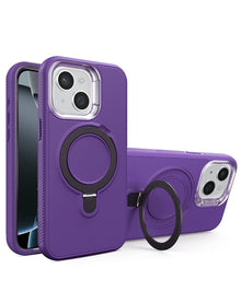 Support Heavy Duty Case with Wireless Charging Kickstand - Purple for iPhone 15 Phone Case - Pro iPhone Repair