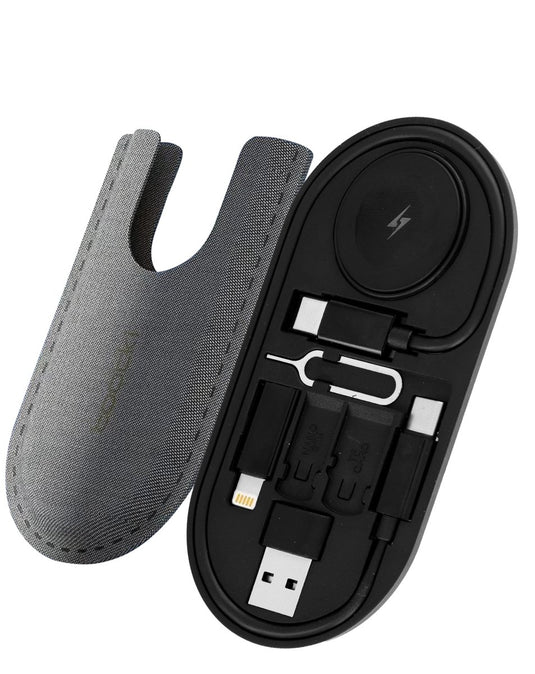 Toocki Multifunctional Wireless Charging Travel Set — Magnetic Charger with – open travel case showing built-in cables