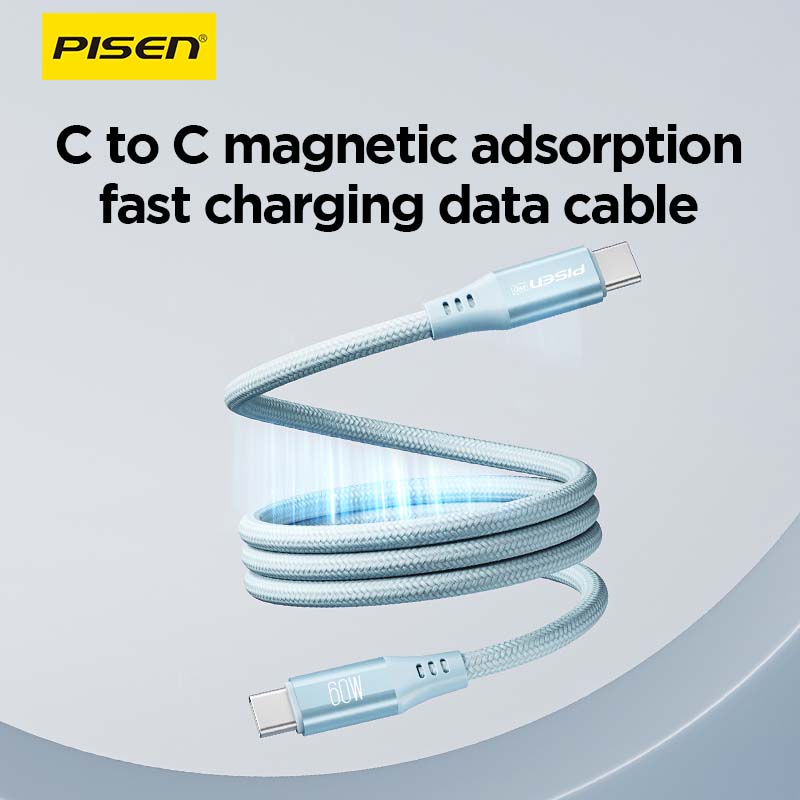USB-C to USB-C Magnetic Braided Cable 1m (60W) PISEN Fast-Charging Cable (CC-FC22-1000) - Pro iPhone Repair
