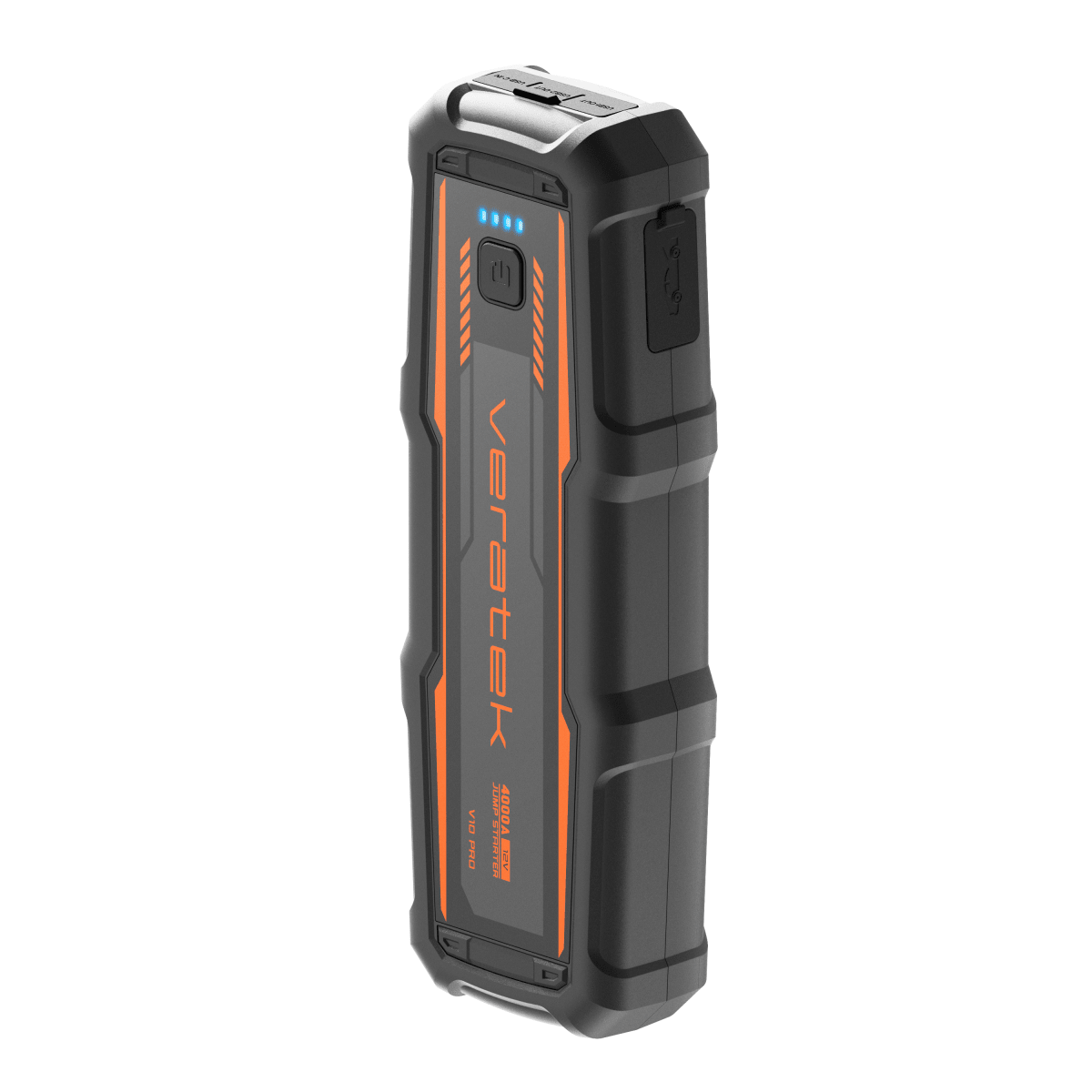Vehicle Jump Starter - V10 Engines - VT – side view with power button and lights