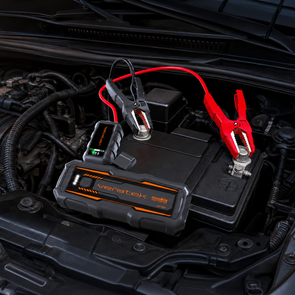 Vehicle Jump Starter - V8 Engines - VT – clamped to car battery under hood