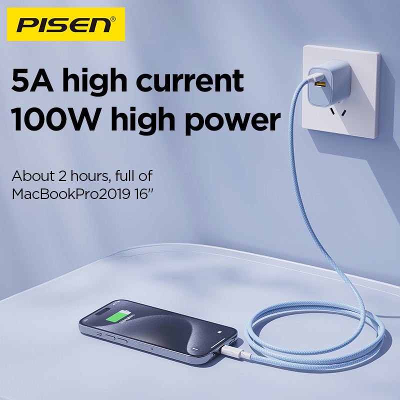 Vivid Series USB-C to USB-C Cable (100W) PISEN Braided Fast-Charging Cable (CC12) - Pro iPhone Repair