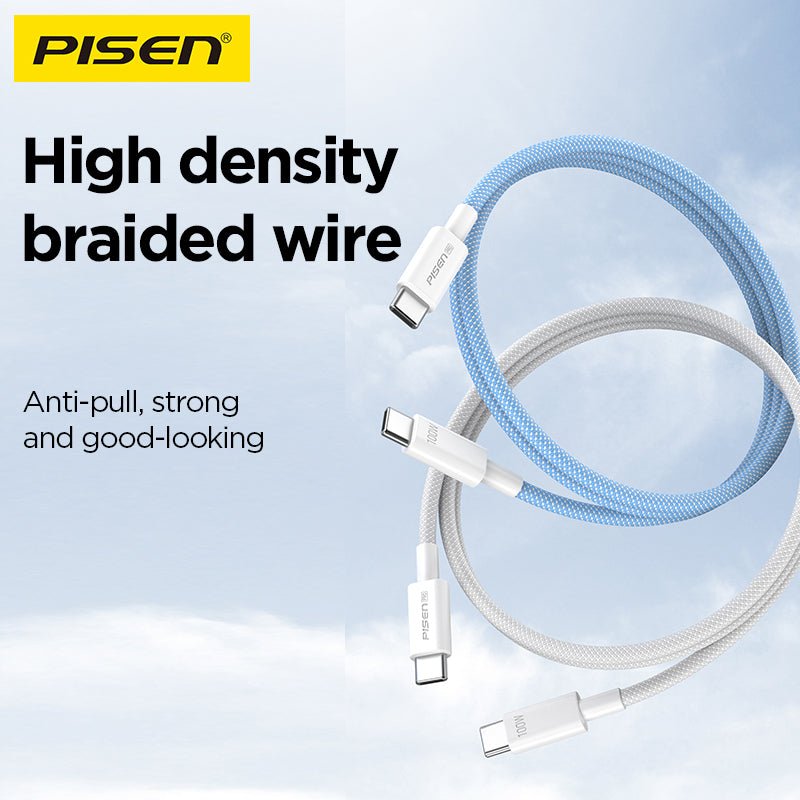 Vivid Series USB-C to USB-C Cable (100W) PISEN Braided Fast-Charging Cable (CC12) - Pro iPhone Repair