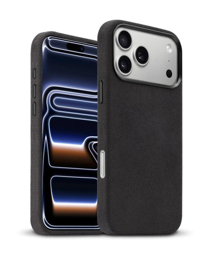 xBase by PowerPeak Suede MagSafe Case for iPhone 17 Pro Max - Black Phone Case - Pro iPhone Repair