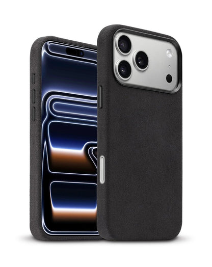 xBase by PowerPeak Suede MagSafe Case for iPhone 17 Pro Max - Black Phone Case - Pro iPhone Repair
